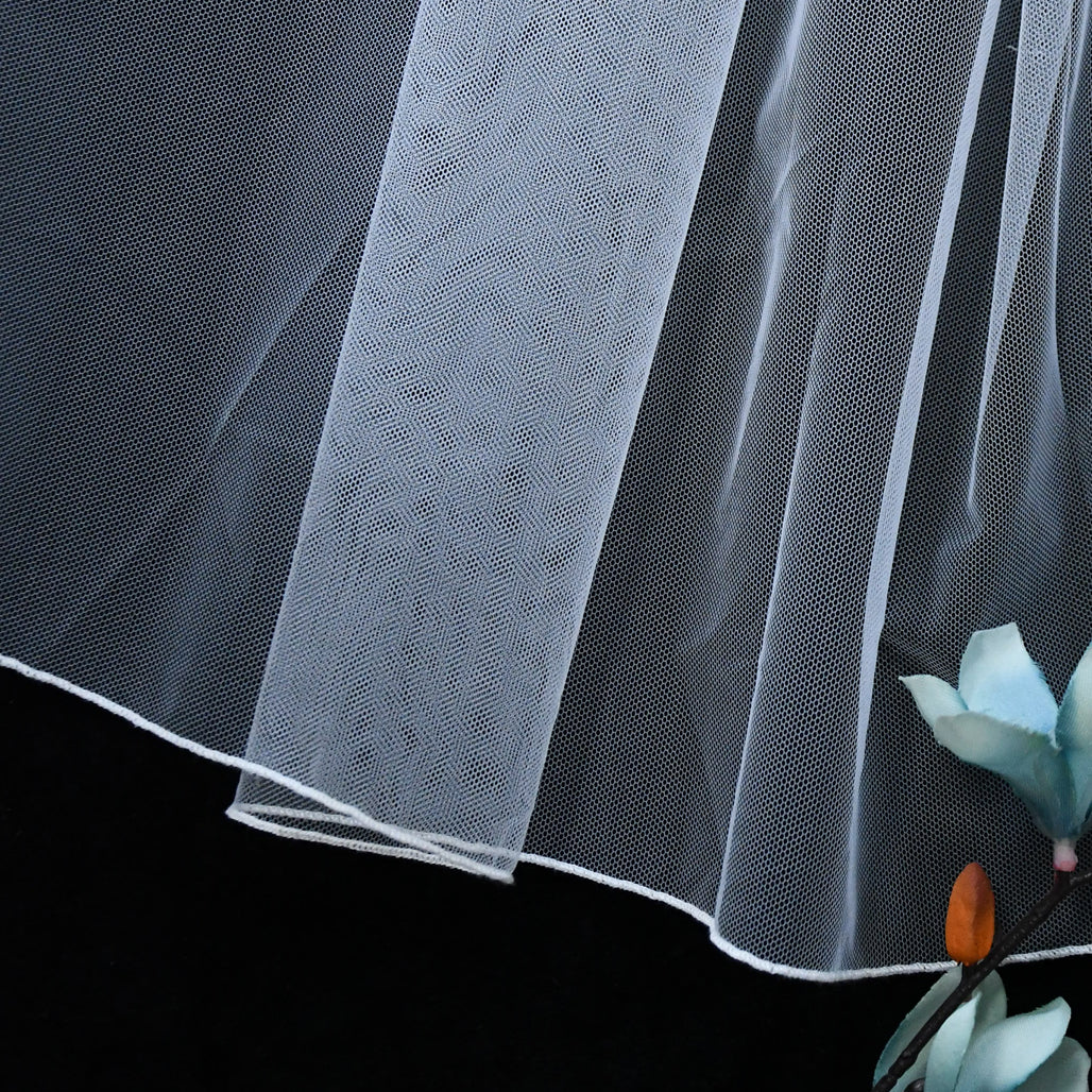BRIDELLA BV14 Single Layer Simple Style Bridal Wedding Veil Solid Color Yarn Elbow Length With Hair Comb Veil