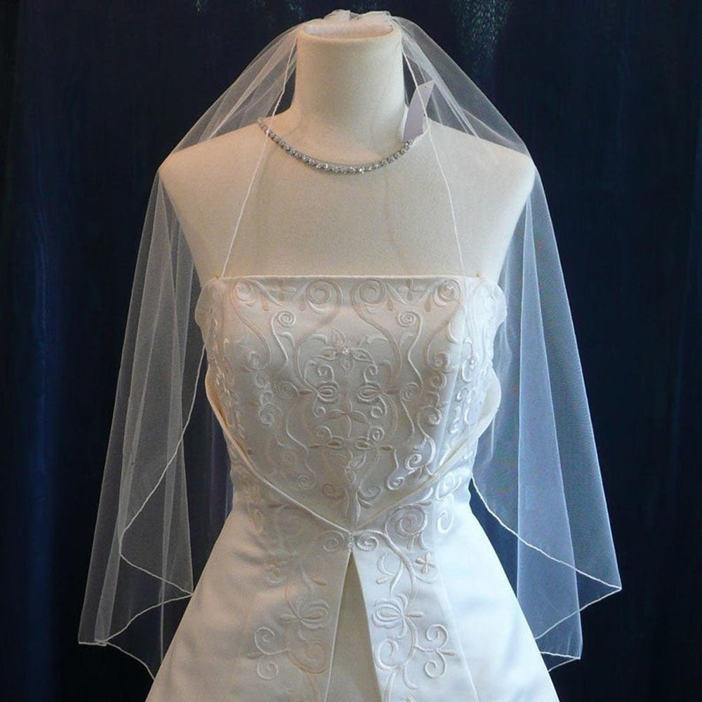 BRIDELLA BV14 Single Layer Simple Style Bridal Wedding Veil Solid Color Yarn Elbow Length With Hair Comb Veil