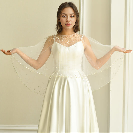 BRIDELLA BMG30 1pcs Women's Shawl Waistcoat Imitation Pearl Decoration Cover Arms Suitable For Party Evening Dress Matching