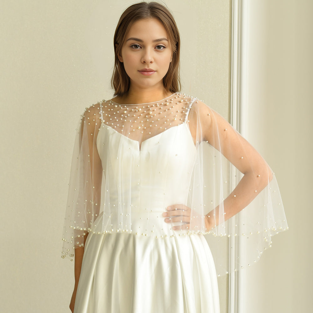 BRIDELLA BMG30 1pcs Women's Shawl Waistcoat Imitation Pearl Decoration Cover Arms Suitable For Party Evening Dress Matching