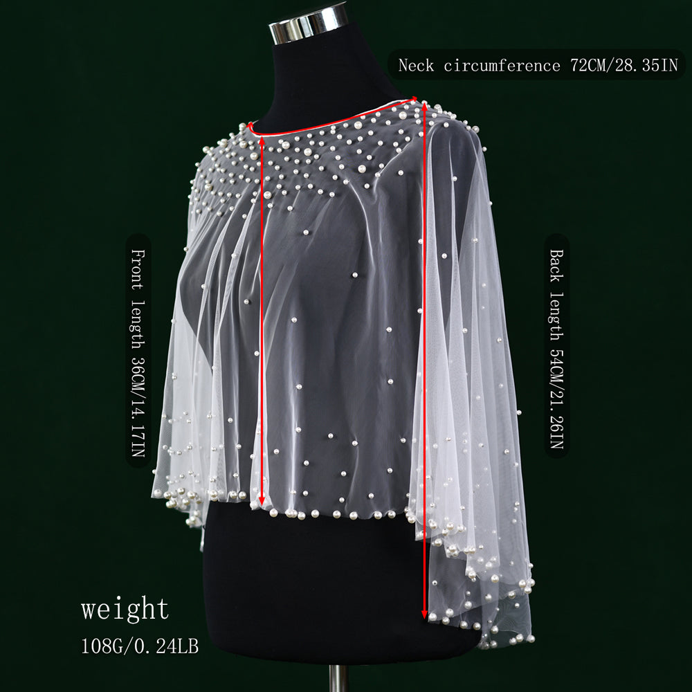 BRIDELLA BMG30 1pcs Women's Shawl Waistcoat Imitation Pearl Decoration Cover Arms Suitable For Party Evening Dress Matching