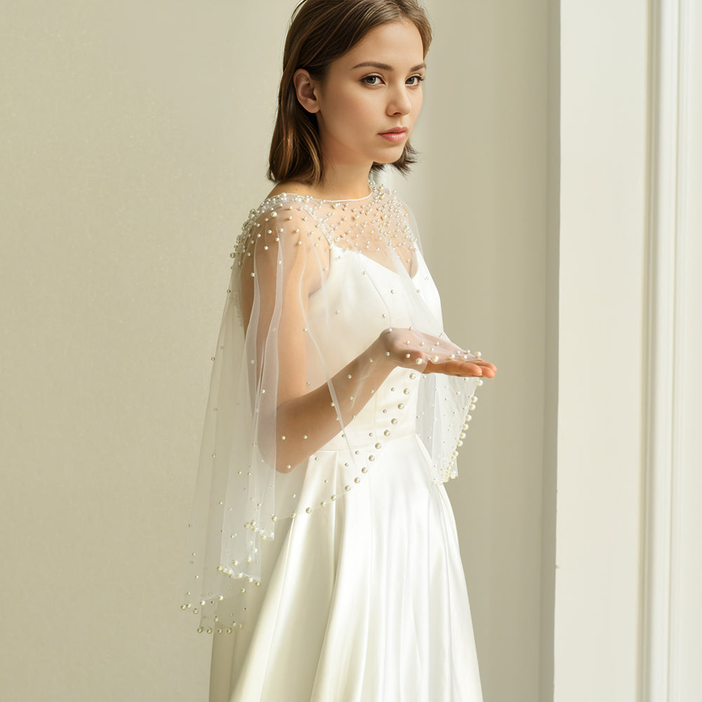 BRIDELLA BMG30 1pcs Women's Shawl Waistcoat Imitation Pearl Decoration Cover Arms Suitable For Party Evening Dress Matching