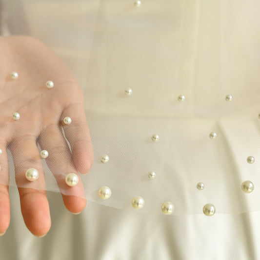 MG30-I ivory pearl mesh shawl