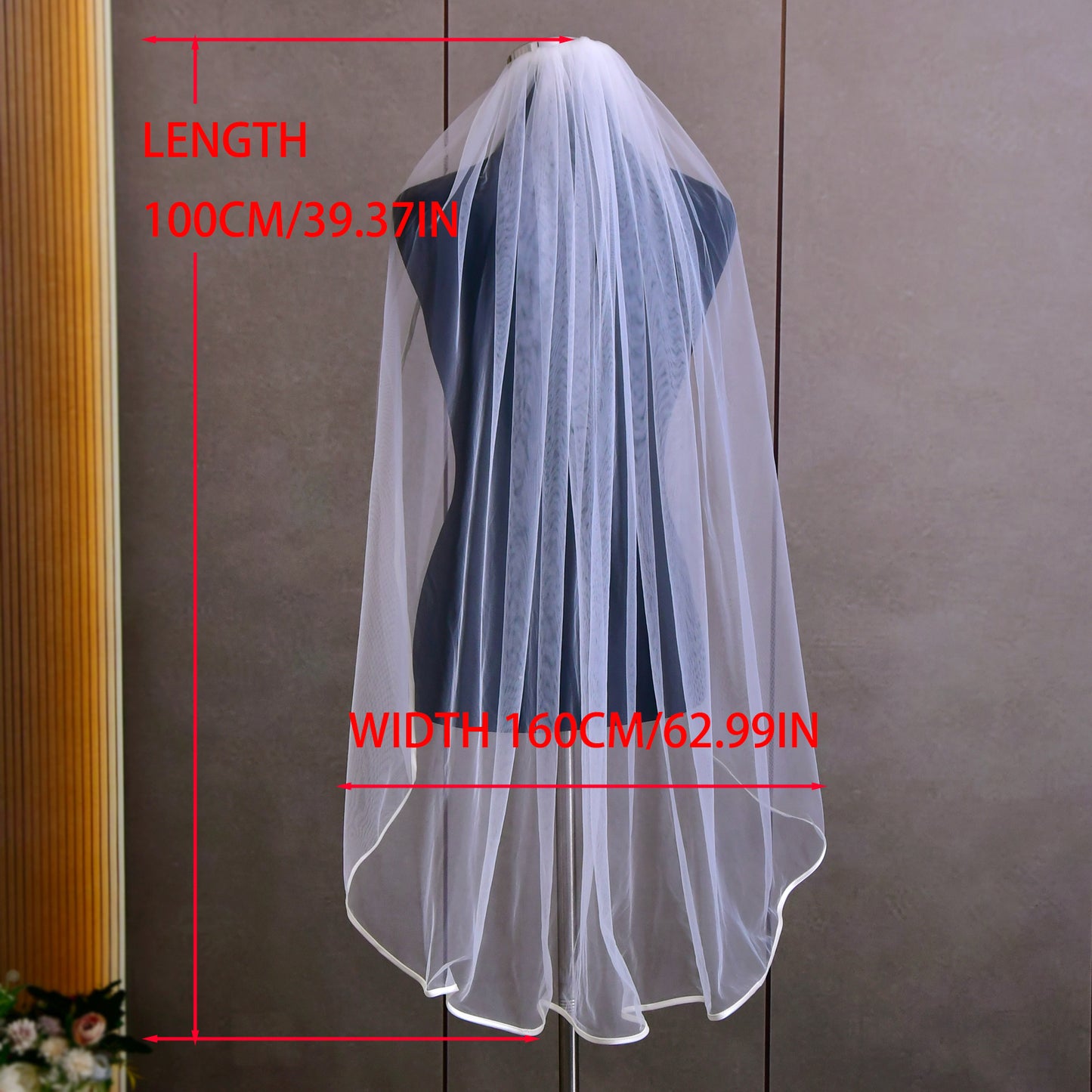 BRIDELLA BV21 Simple And Elegant Short Fingertip Length Bridal Veil With Satin Edge High Quality Bridal Fashion Veil