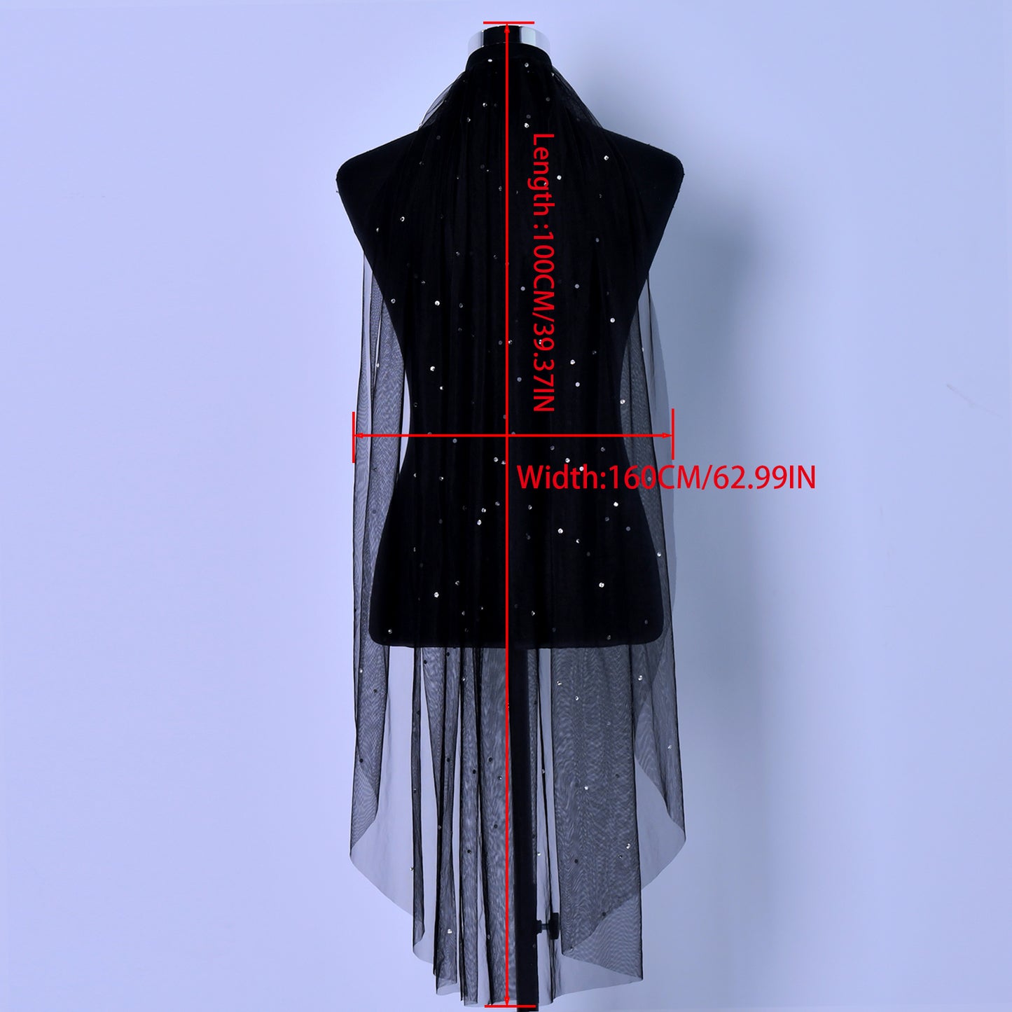 BRIDELLA BM127 Black Rhinestone Bridal Veil Wedding Dress Accessories Short With Hair Comb Holiday Dress
