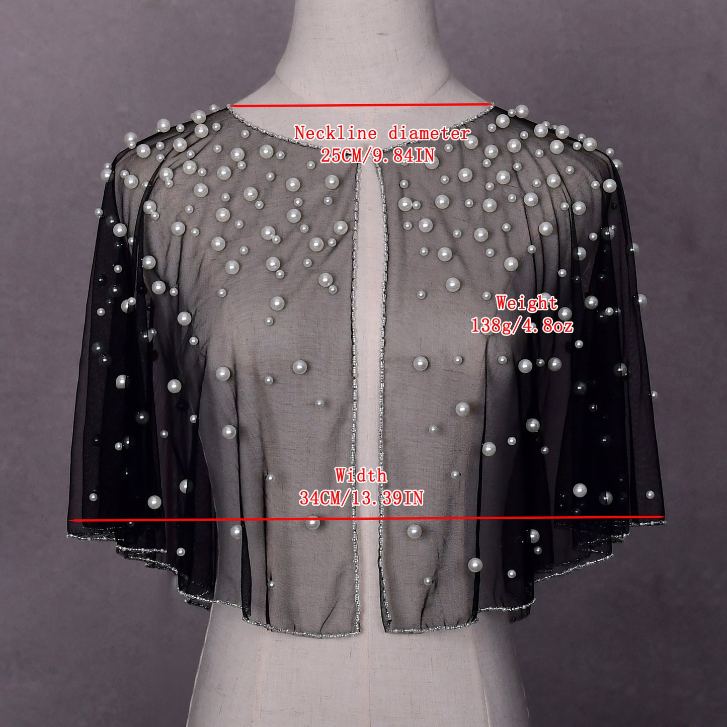 BRIDELLA BVG31 Pearl Beaded Bridal Cropped Party Jacket Elegant Sheer Cover up Modern Bridal Party Cropped Pearl Top