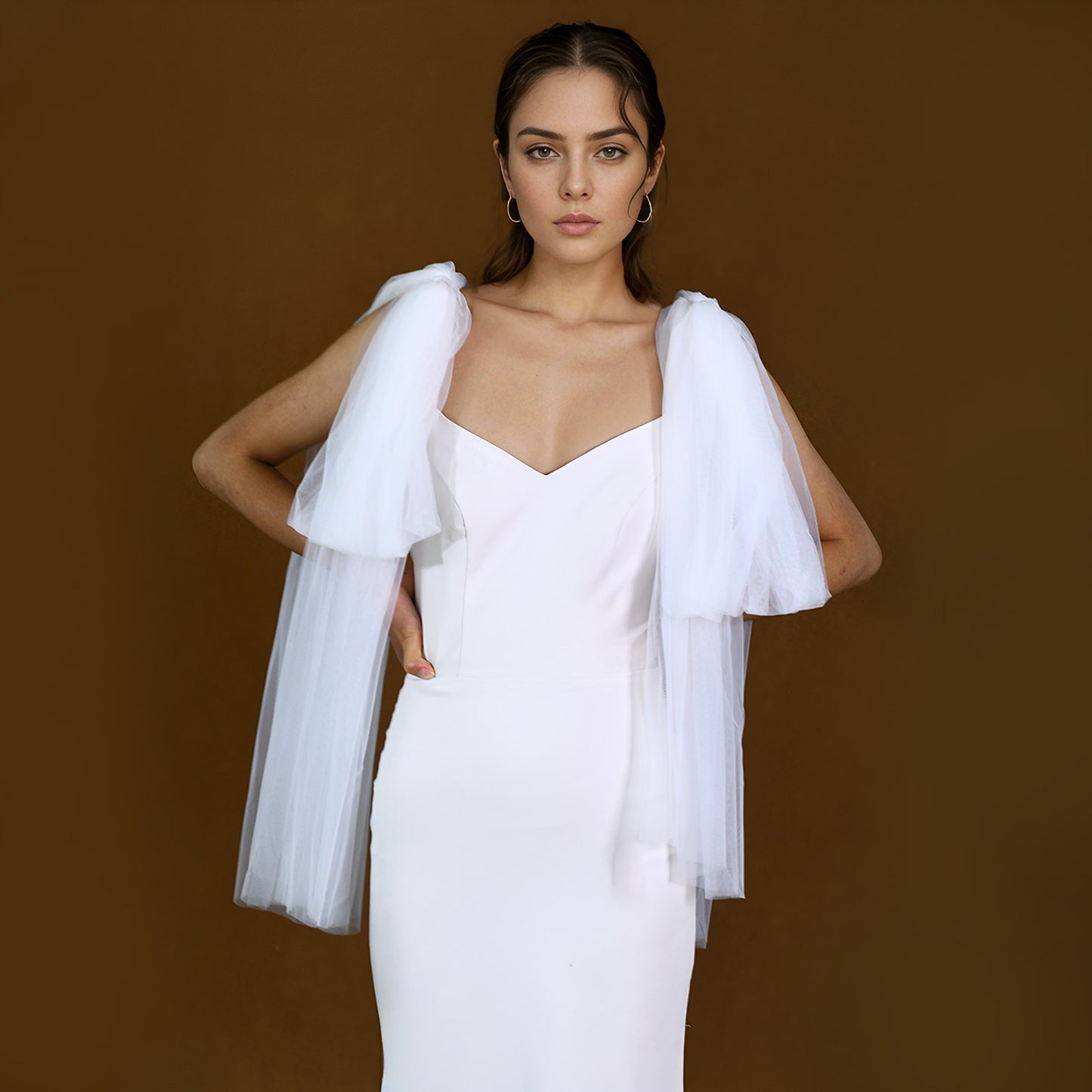 BRIDELLA BMG23 Wedding Shawl Wrap Shrug Women Dress Party Detachable Puff Sleeves Bridal Wings Accessories