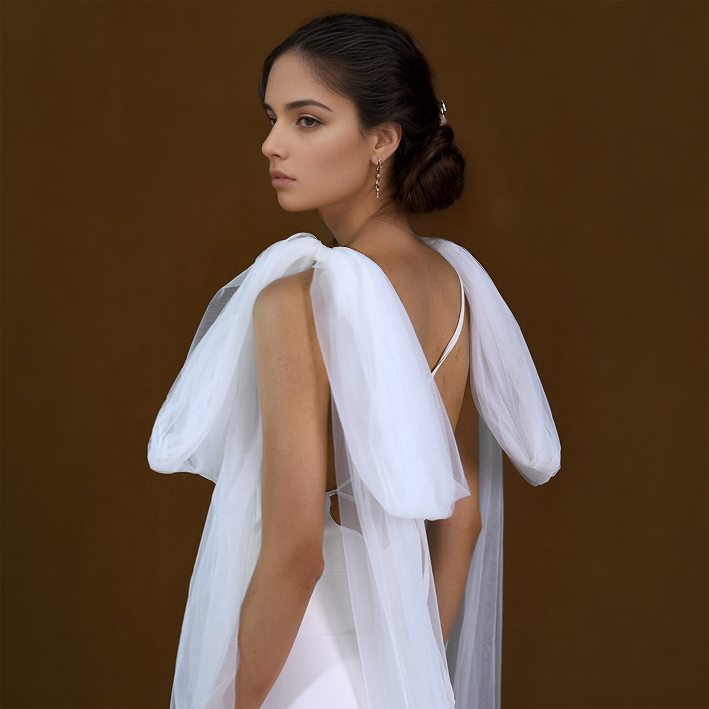 BRIDELLA BMG23 Wedding Shawl Wrap Shrug Women Dress Party Detachable Puff Sleeves Bridal Wings Accessories