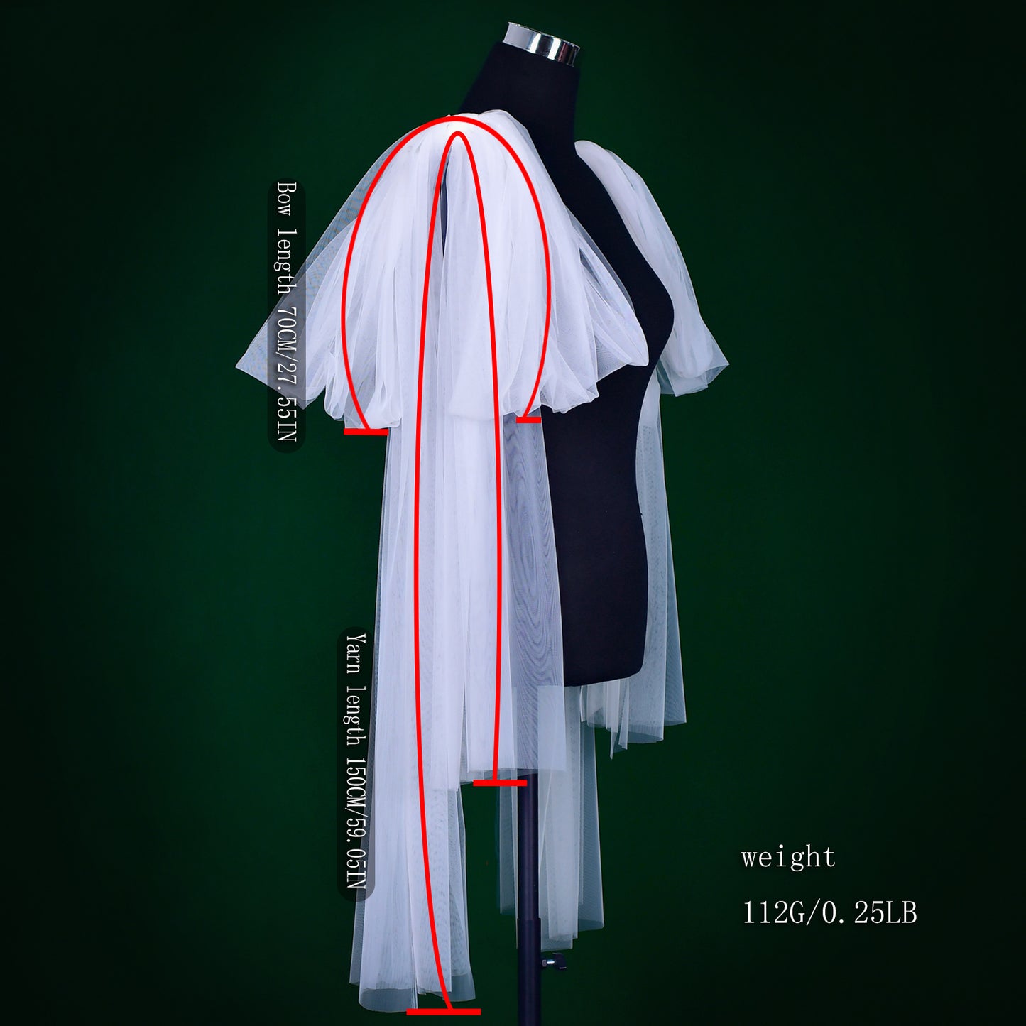 BRIDELLA BMG23 Wedding Shawl Wrap Shrug Women Dress Party Detachable Puff Sleeves Bridal Wings Accessories