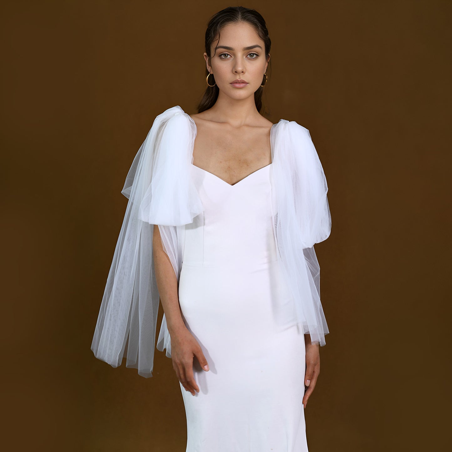 BRIDELLA BMG23 Wedding Shawl Wrap Shrug Women Dress Party Detachable Puff Sleeves Bridal Wings Accessories