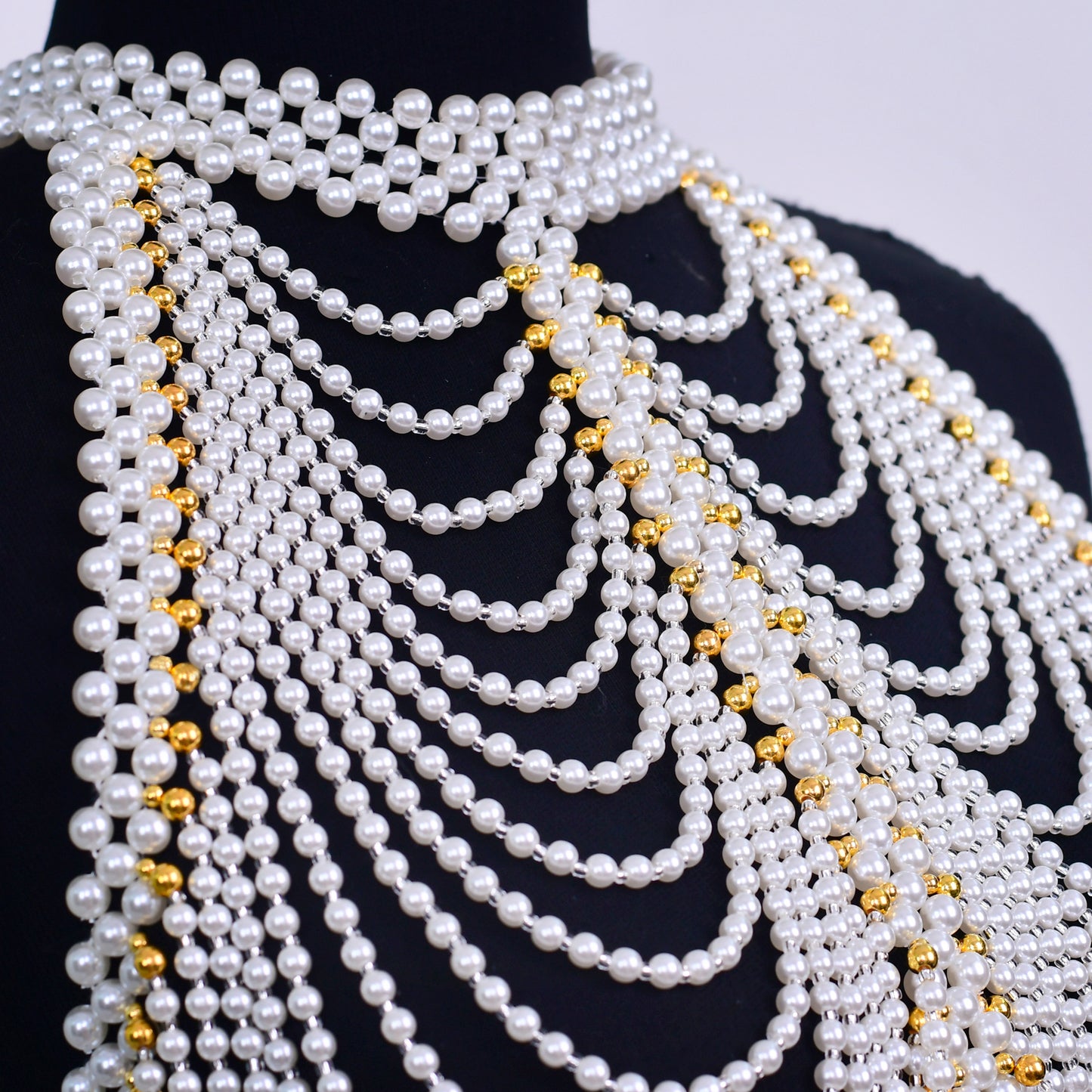 BRIDELLA BVG48 Fashionable Women's Pearl Beaded Shawl Pearl Body Chain Punk Style Bridal Wedding Party Jewelry