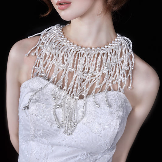 BRIDELLA BVG57 Women's Long Tassel Pearl Pendant  Women's Elegant Ball Wear Jewelry  High Quality Bridal Wedding Accessories
