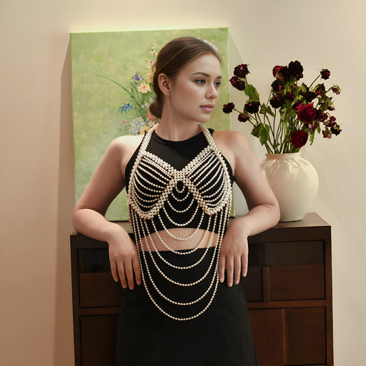 BRIDELLA BVG58 Exquisite Women's Handmade Beaded Tassel Shawl Bridal Wedding Party Decoration Removable