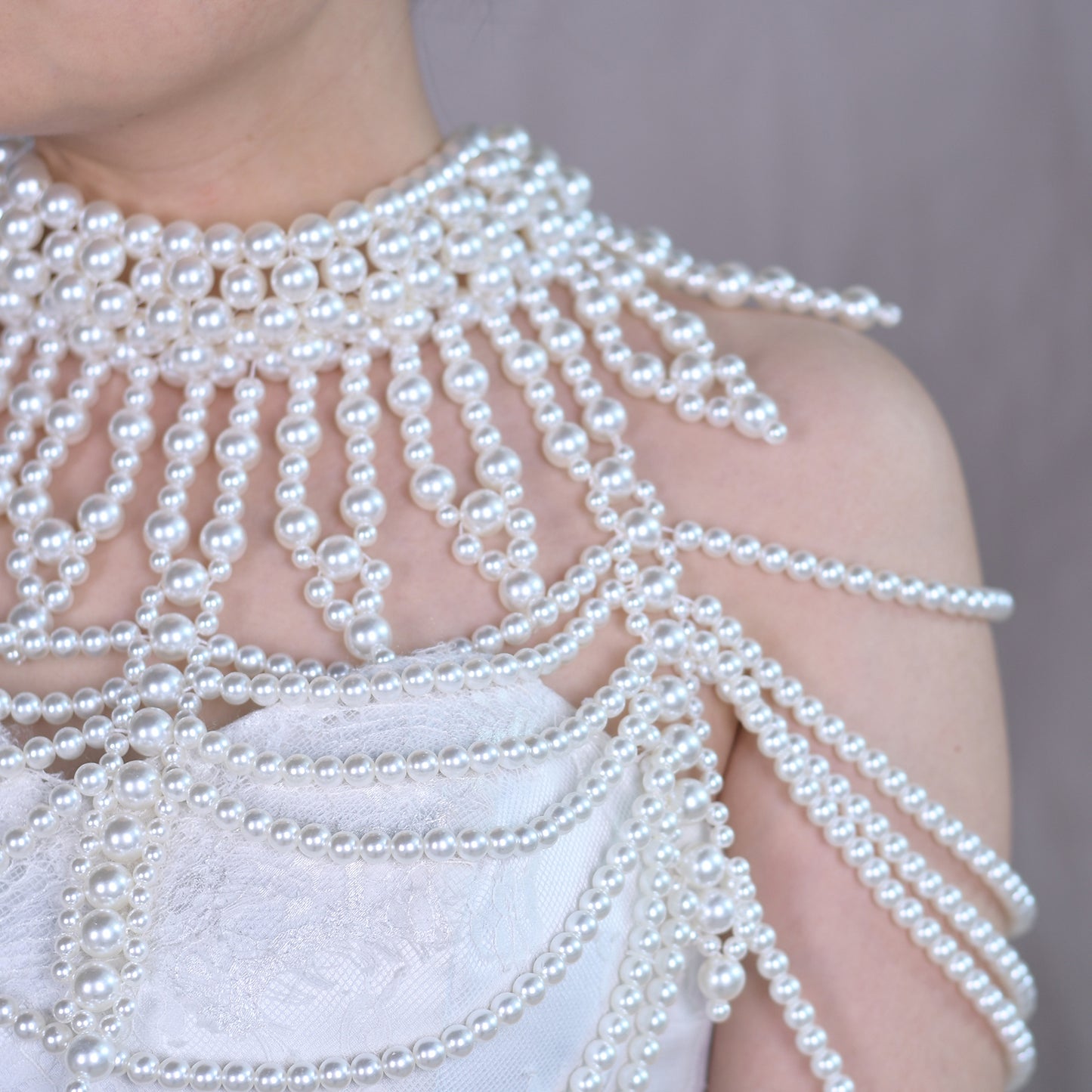 BRIDELLA BVG39  Luxury Imitation Pearl Statement Collar Female Necklaces Body Chain Necklaces Women Sexy Statement Party Jewelry