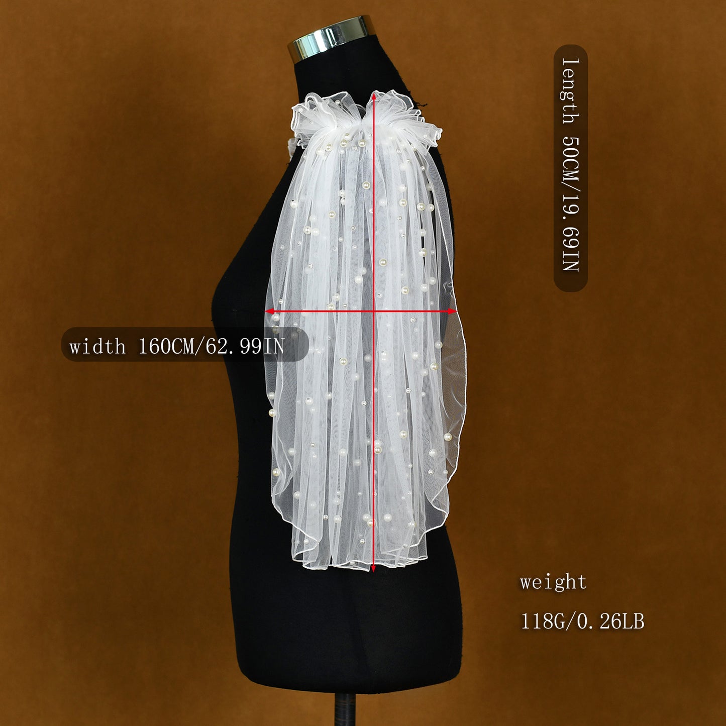 BRIDELLA BMG27 1 Pair Of Short Bridal Capes With Imitation Pearls And False Sleeves To Cover The Arms, Suitable For All Kinds Of Dresses