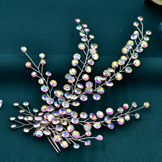 BHP590-AB red rhinestone hair comb