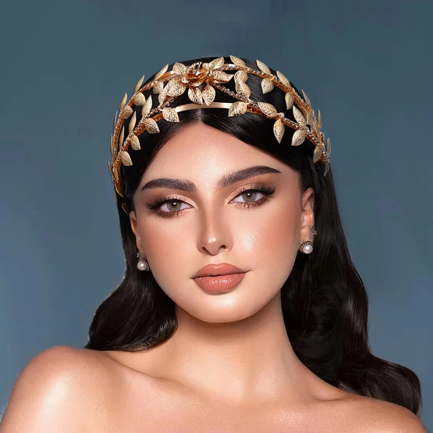 BRIDELLA BHP594 2 Layer Hair Hoop Bridal Headband Golden Wedding Hair Accessories Girls Bridesmaid Headdress Women Hairbands for Party