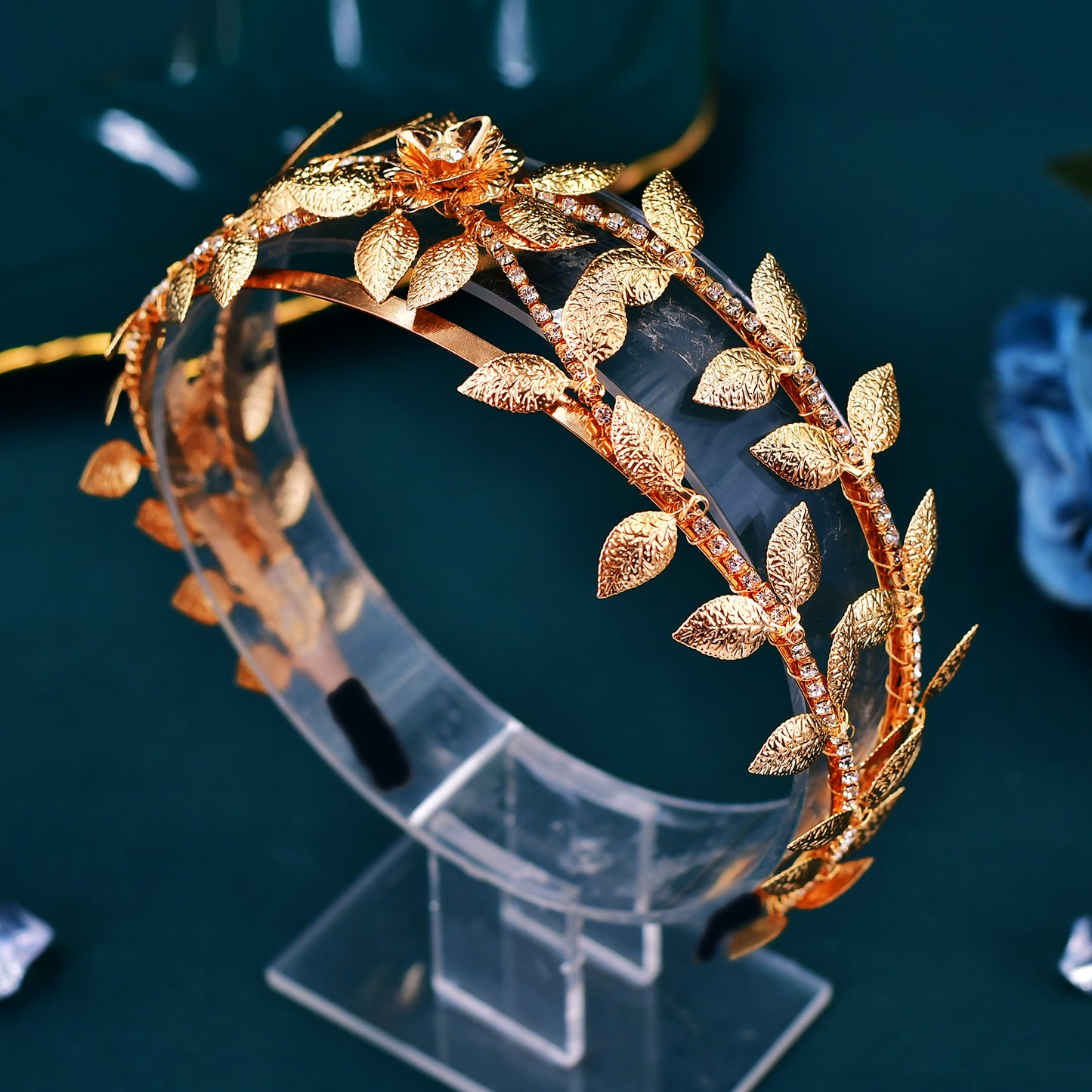 BRIDELLA BHP594 2 Layer Hair Hoop Bridal Headband Golden Wedding Hair Accessories Girls Bridesmaid Headdress Women Hairbands for Party