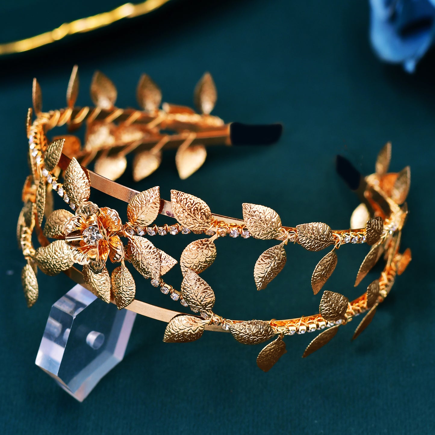 BRIDELLA BHP594 2 Layer Hair Hoop Bridal Headband Golden Wedding Hair Accessories Girls Bridesmaid Headdress Women Hairbands for Party
