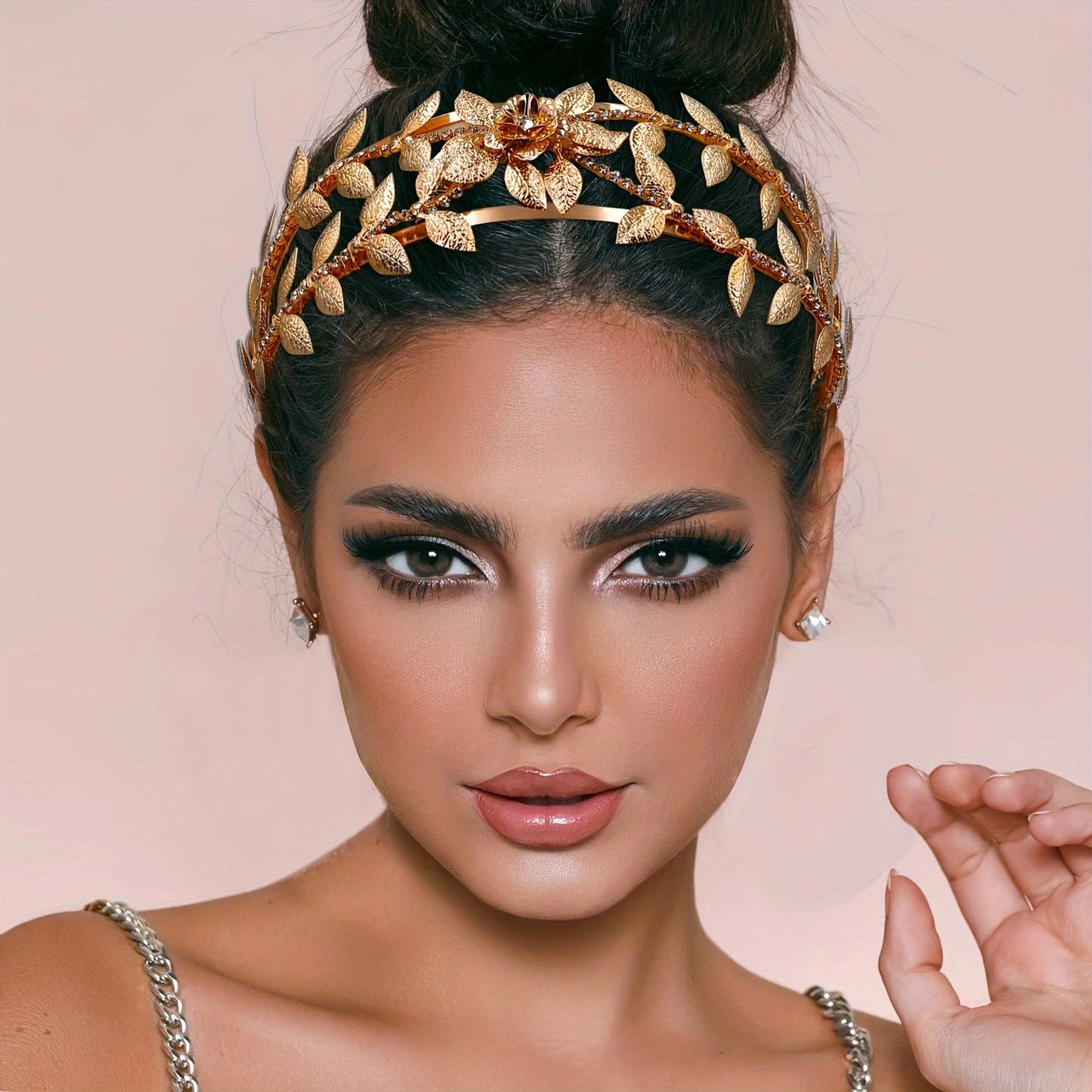 BRIDELLA BHP594 2 Layer Hair Hoop Bridal Headband Golden Wedding Hair Accessories Girls Bridesmaid Headdress Women Hairbands for Party