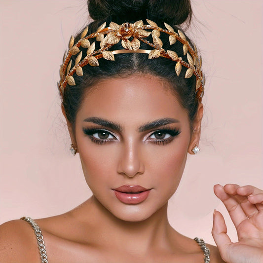 BRIDELLA BHP594 2 Layer Hair Hoop Bridal Headband Golden Wedding Hair Accessories Girls Bridesmaid Headdress Women Hairbands for Party