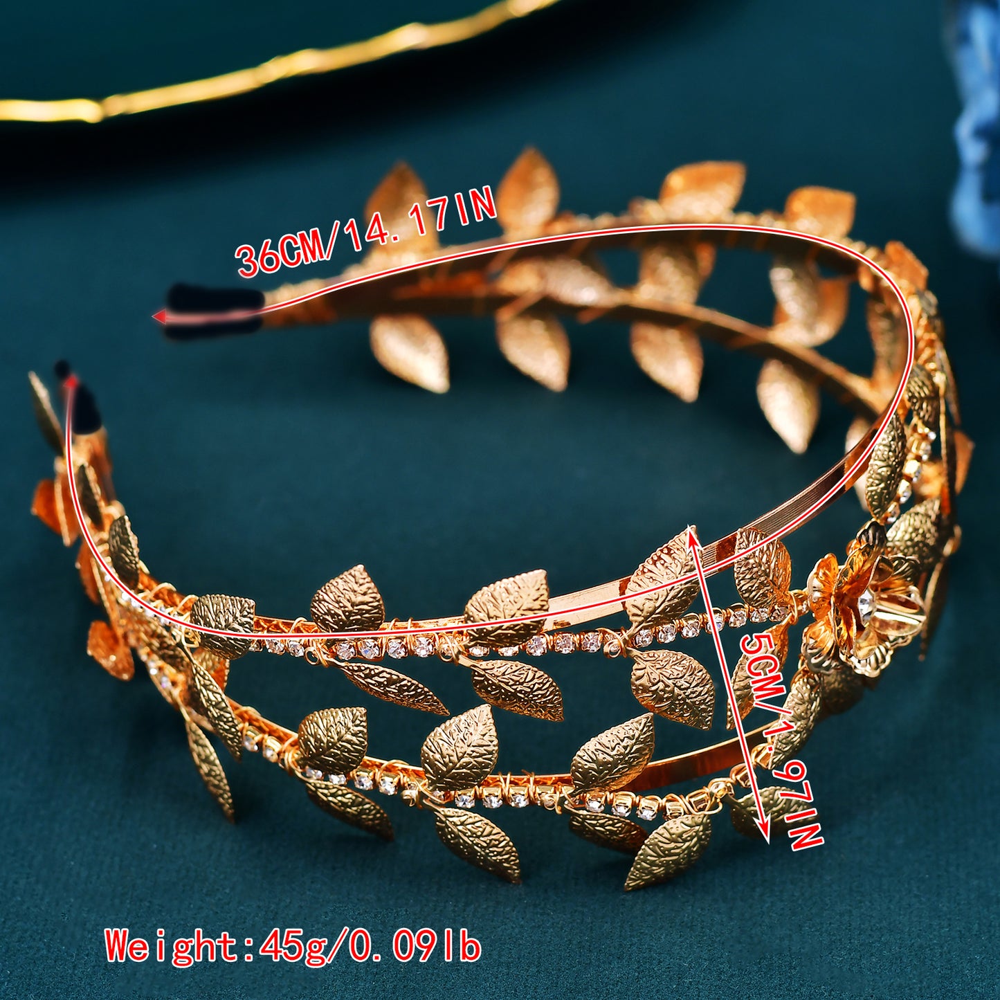 BRIDELLA BHP594 2 Layer Hair Hoop Bridal Headband Golden Wedding Hair Accessories Girls Bridesmaid Headdress Women Hairbands for Party