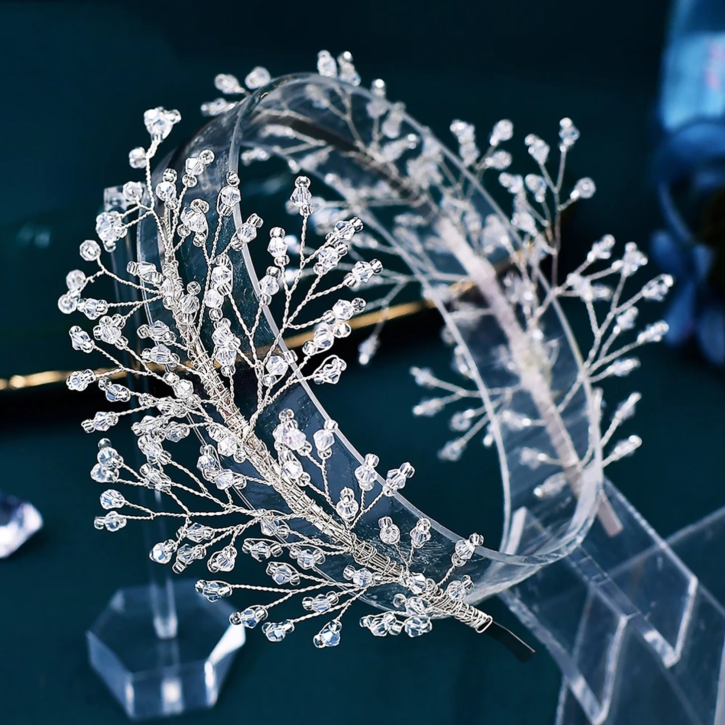 BRIDELLA BHP595 Crystal Bridal Headdress Beaded Headband Wedding Hair Accessories Bride Headdress Women Hairbands for Party
