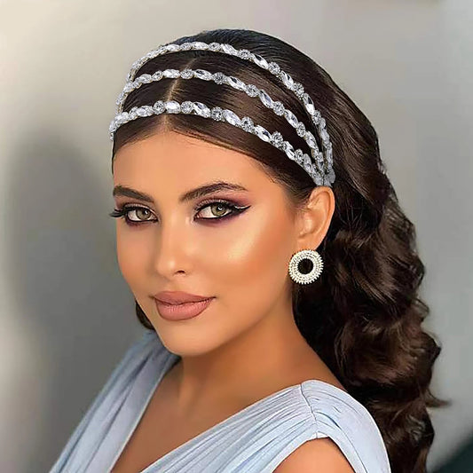 BRIDELLA BHP597 Sparking Rhinestone Wedding Headband  Hair Hoop Multi layer Crystal Bridal Headpiece Wedding Hair Accessories Party Tiara