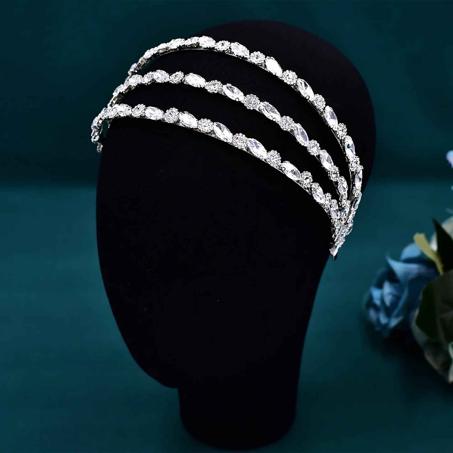 BRIDELLA BHP597 Sparking Rhinestone Wedding Headband  Hair Hoop Multi layer Crystal Bridal Headpiece Wedding Hair Accessories Party Tiara