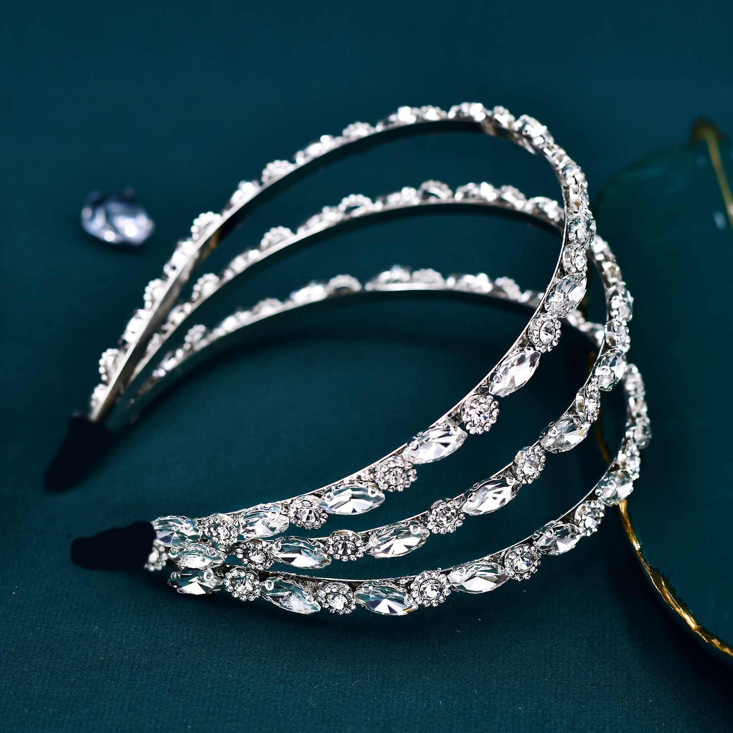 BRIDELLA BHP597 Sparking Rhinestone Wedding Headband  Hair Hoop Multi layer Crystal Bridal Headpiece Wedding Hair Accessories Party Tiara