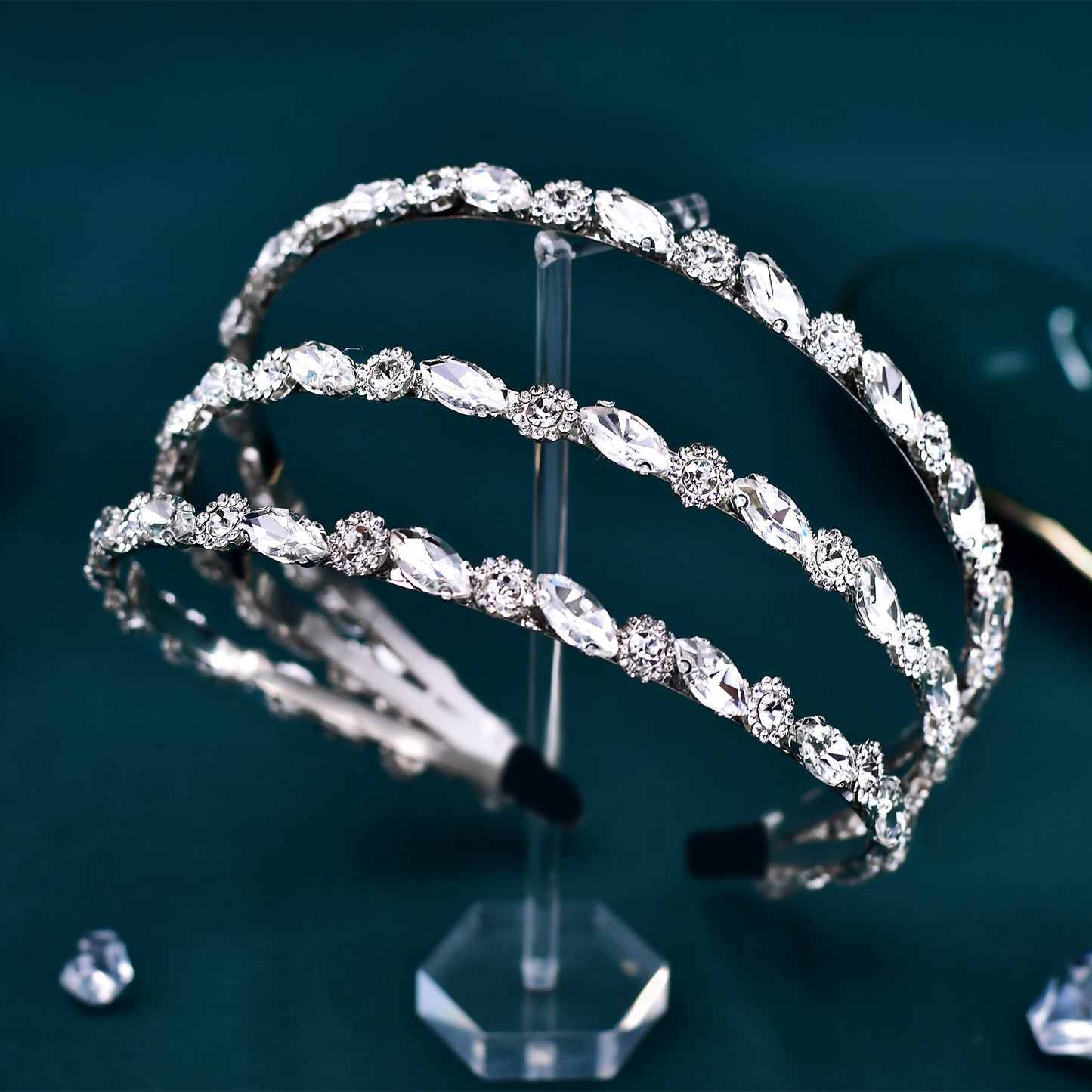 BRIDELLA BHP597 Sparking Rhinestone Wedding Headband  Hair Hoop Multi layer Crystal Bridal Headpiece Wedding Hair Accessories Party Tiara