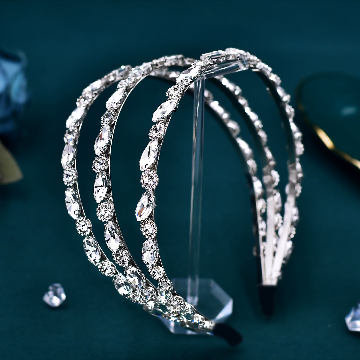 BRIDELLA BHP597 Sparking Rhinestone Wedding Headband  Hair Hoop Multi layer Crystal Bridal Headpiece Wedding Hair Accessories Party Tiara