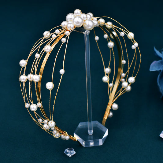 BHP609 gold pearl headband