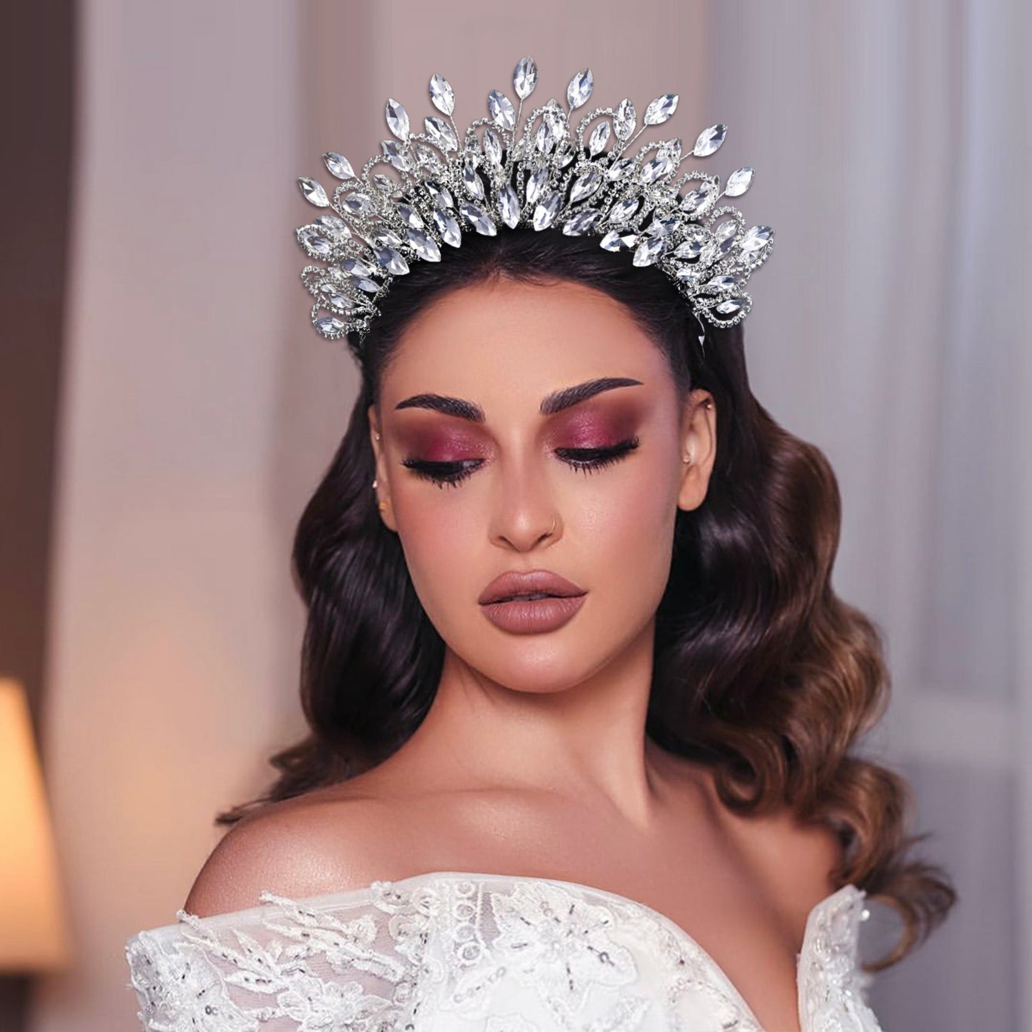 BRIDELLA BHP616 Crystal Tiara Bridal Wedding Hair Accessories Princess Crown Zircon Handmade Rhinestone Woman Party Headwear HP616