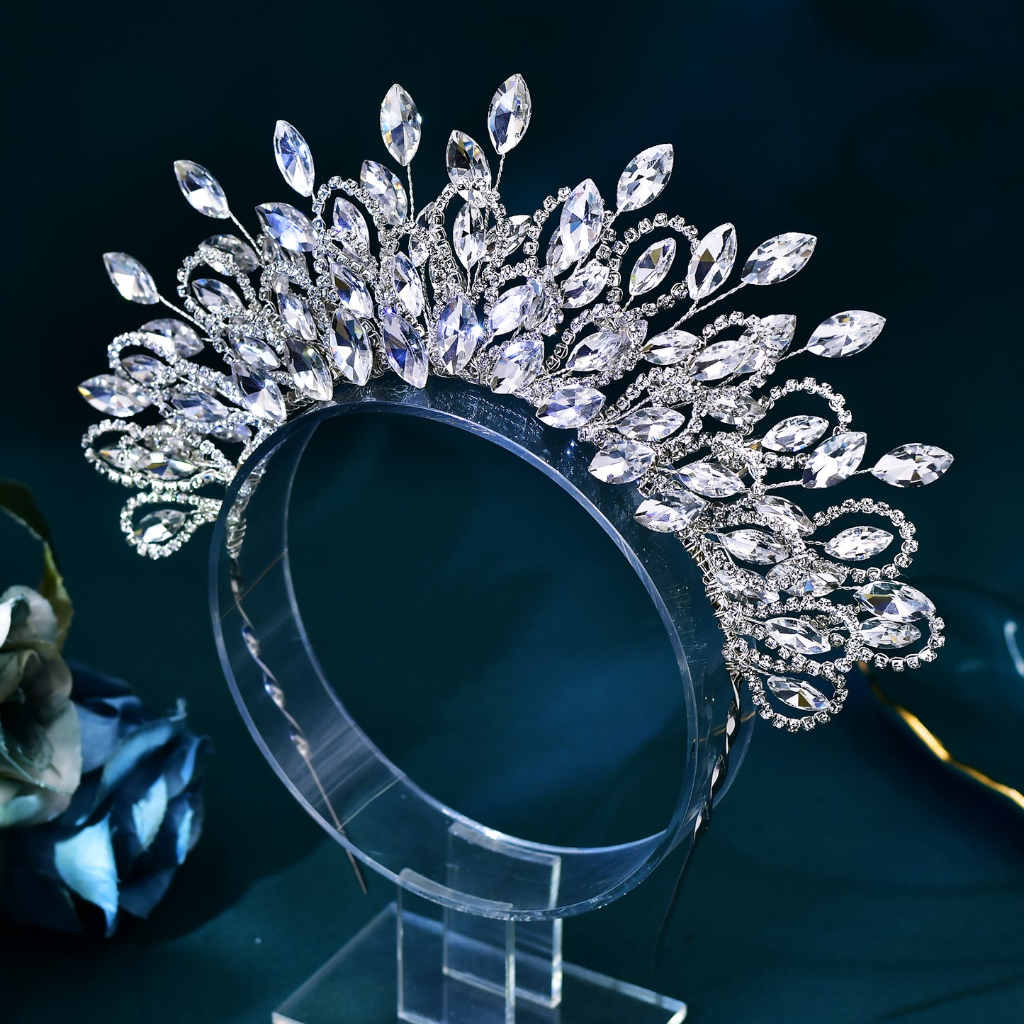 BRIDELLA BHP616 Crystal Tiara Bridal Wedding Hair Accessories Princess Crown Zircon Handmade Rhinestone Woman Party Headwear HP616
