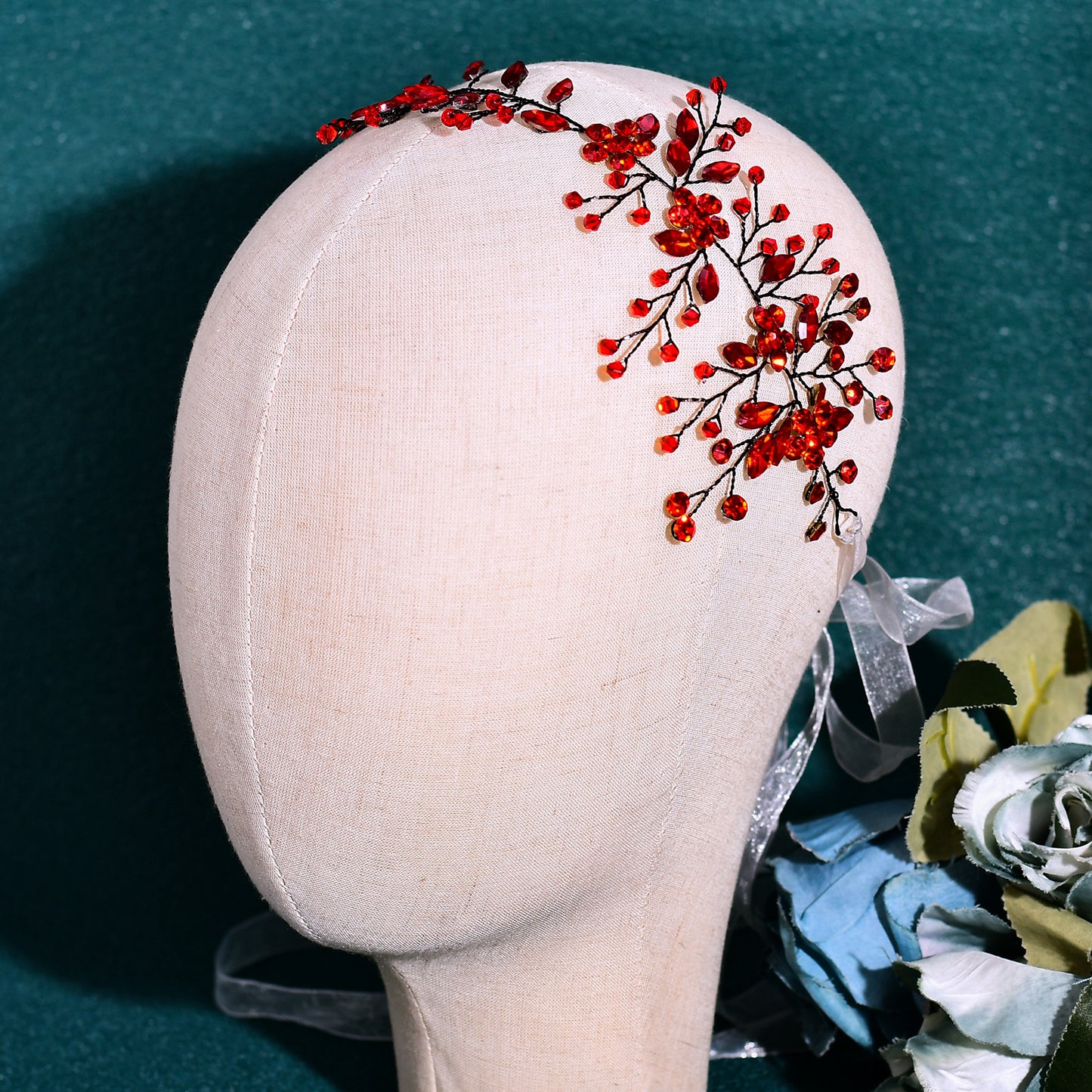 BRIDELLA BHP65 Handmade Rhinestone Woman Headband Bride Wedding Hair Accessories Head Jewelry Bridal Headpieces with Organza
