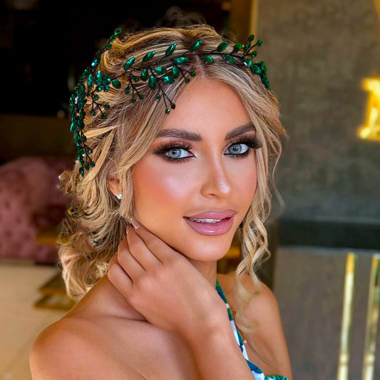 BRIDELLA BHP65 Handmade Rhinestone Woman Headband Bride Wedding Hair Accessories Head Jewelry Bridal Headpieces with Organza