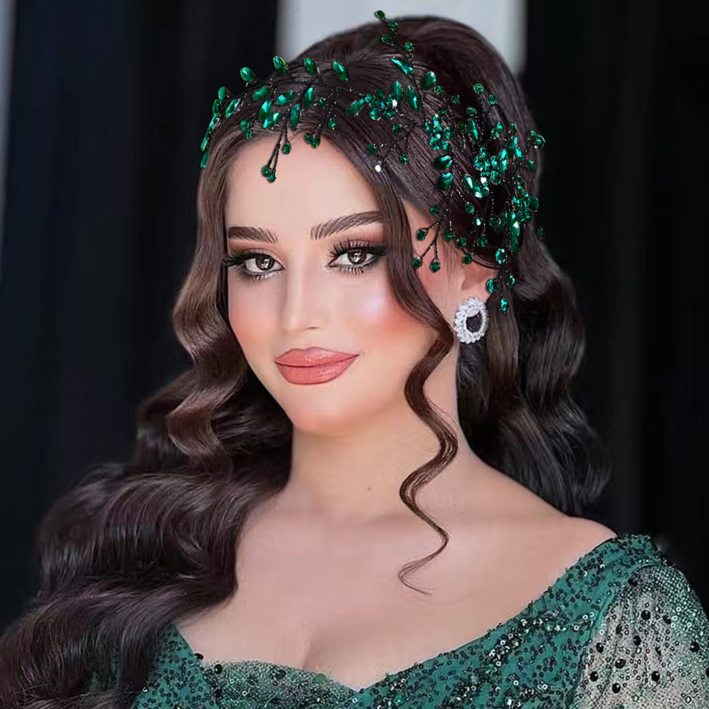 BRIDELLA BHP65 Handmade Rhinestone Woman Headband Bride Wedding Hair Accessories Head Jewelry Bridal Headpieces with Organza
