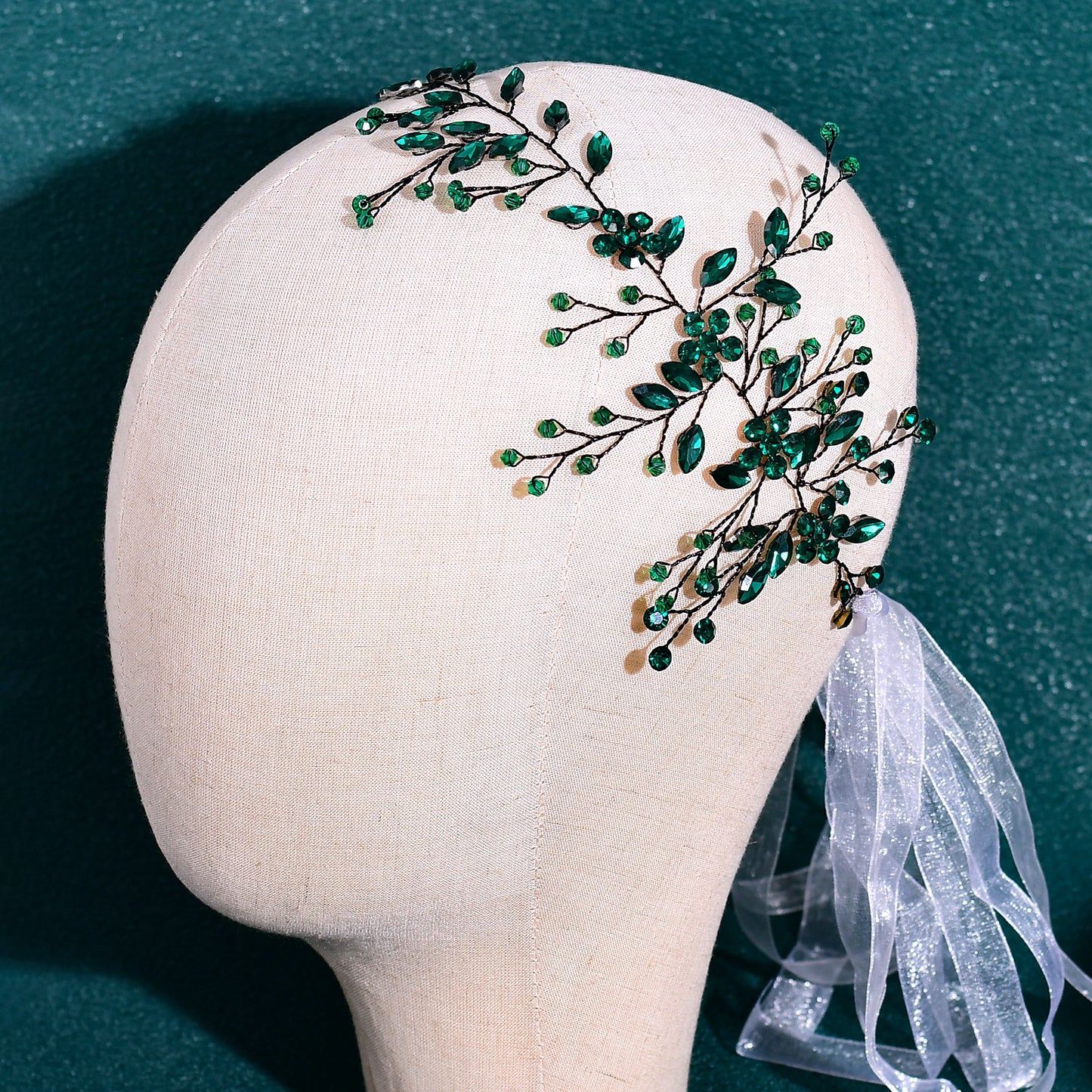 BRIDELLA BHP65 Handmade Rhinestone Woman Headband Bride Wedding Hair Accessories Head Jewelry Bridal Headpieces with Organza