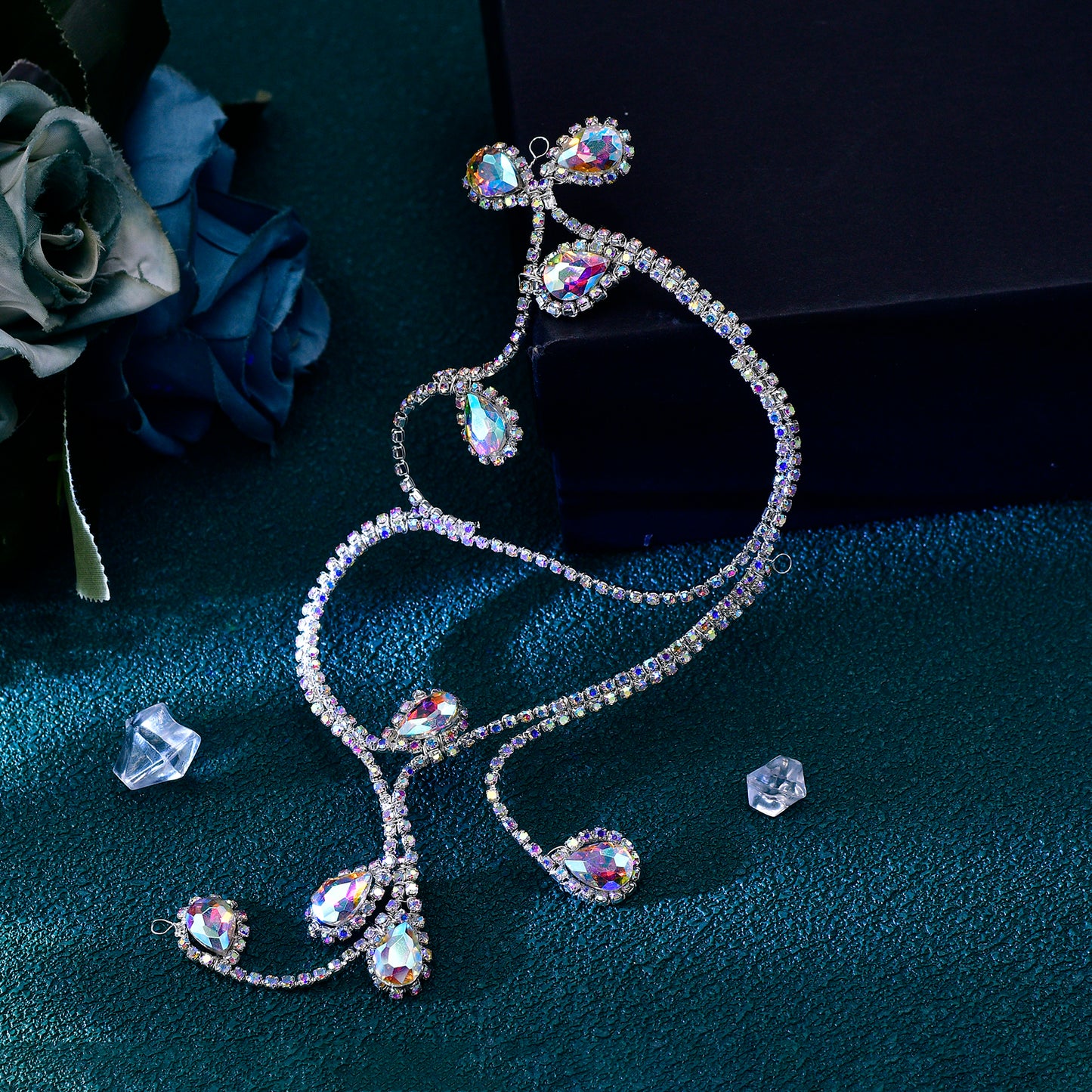 BRIDELLA BHP682 Bride Geometric Shape Headwear Colorful Rhinestone Wedding Headband Hair Accessories Woman Elegant Party Tiara