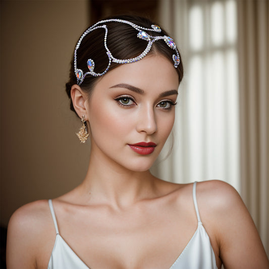 BRIDELLA BHP682 Bride Geometric Shape Headwear Colorful Rhinestone Wedding Headband Hair Accessories Woman Elegant Party Tiara