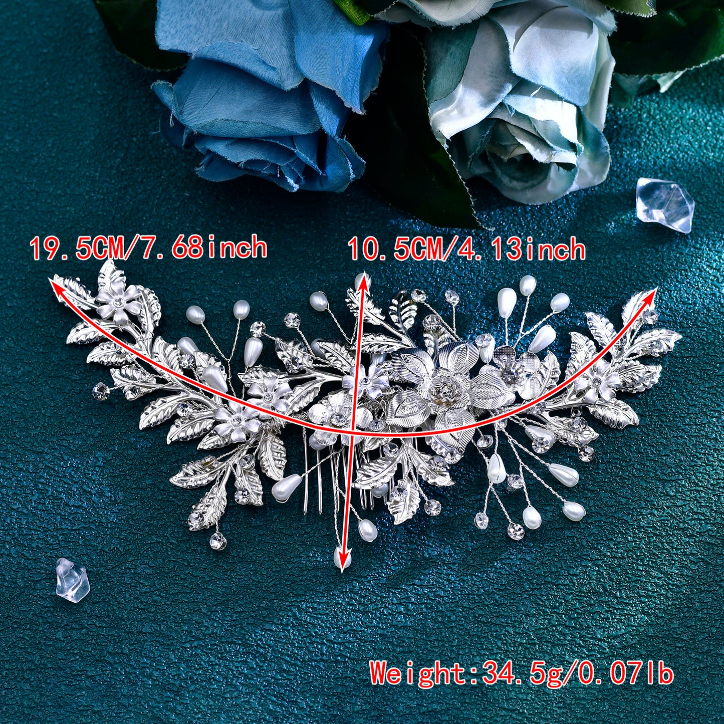 BRIDELLA BHP683 Bride Alloy Flower Wedding Hair Piece Women Elegant Girl Wedding Hair Accessories Silver Color Alloy Leaf Headband