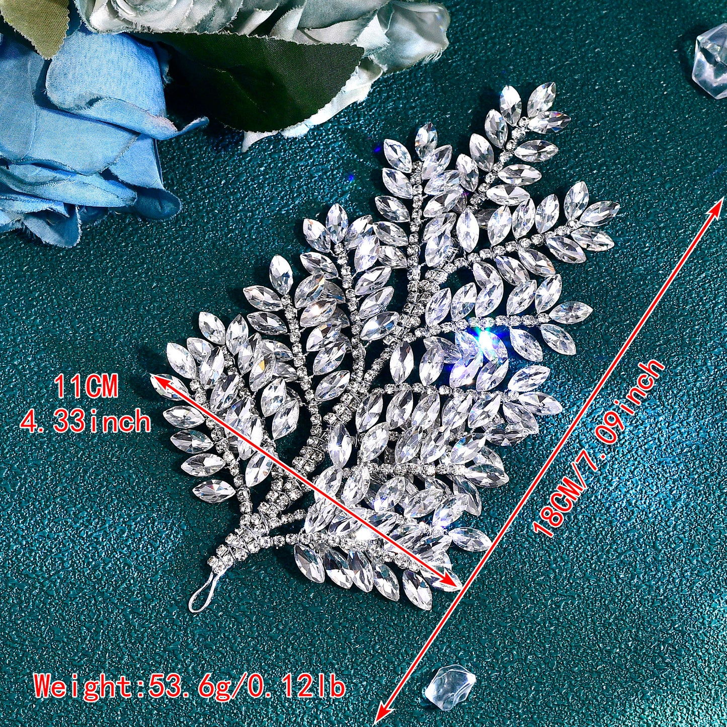 BRIDELLA BHP759 Red Trendy Rhinestone Bride Headband Green Wedding Tiara Shiny Wedding Hair Accessories Ladies Handmade Silvery Tiara Holiday Gifts