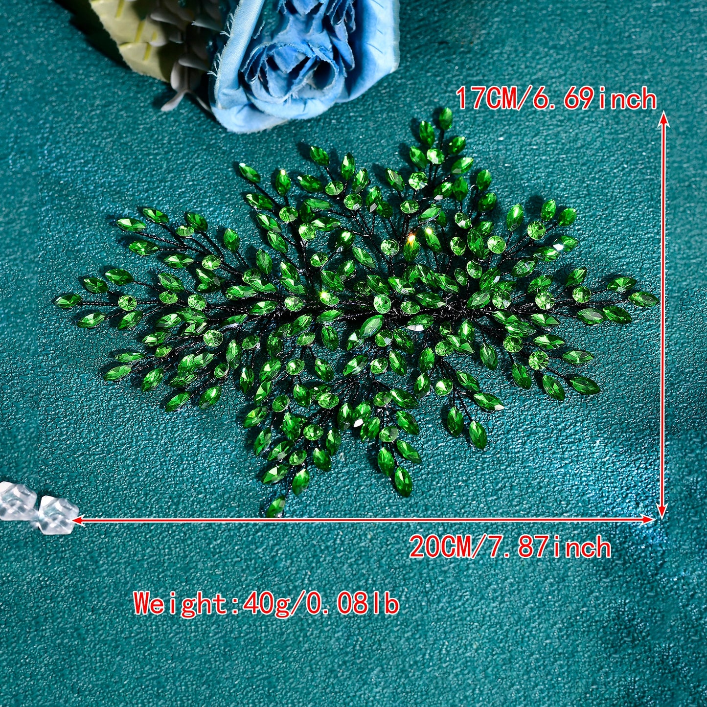 BRIDELLA BHP853 Red Trendy Rhinestone Bride Headband Green Wedding Tiara Shiny Women Hair Accessories Handmade Banquet Party Holiday Gifts Black