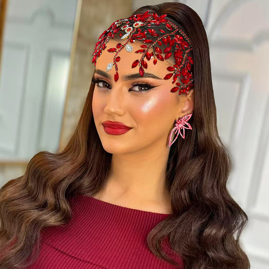 BHP858-Red red rhinestone crown