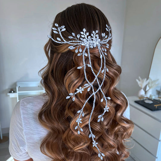 BRIDELLA BHP873 Bridal Rhinestone Hair Comb Wedding Fashion Hair Accessories Banquet Party Headwear Alloy Leaf Bride Headdress