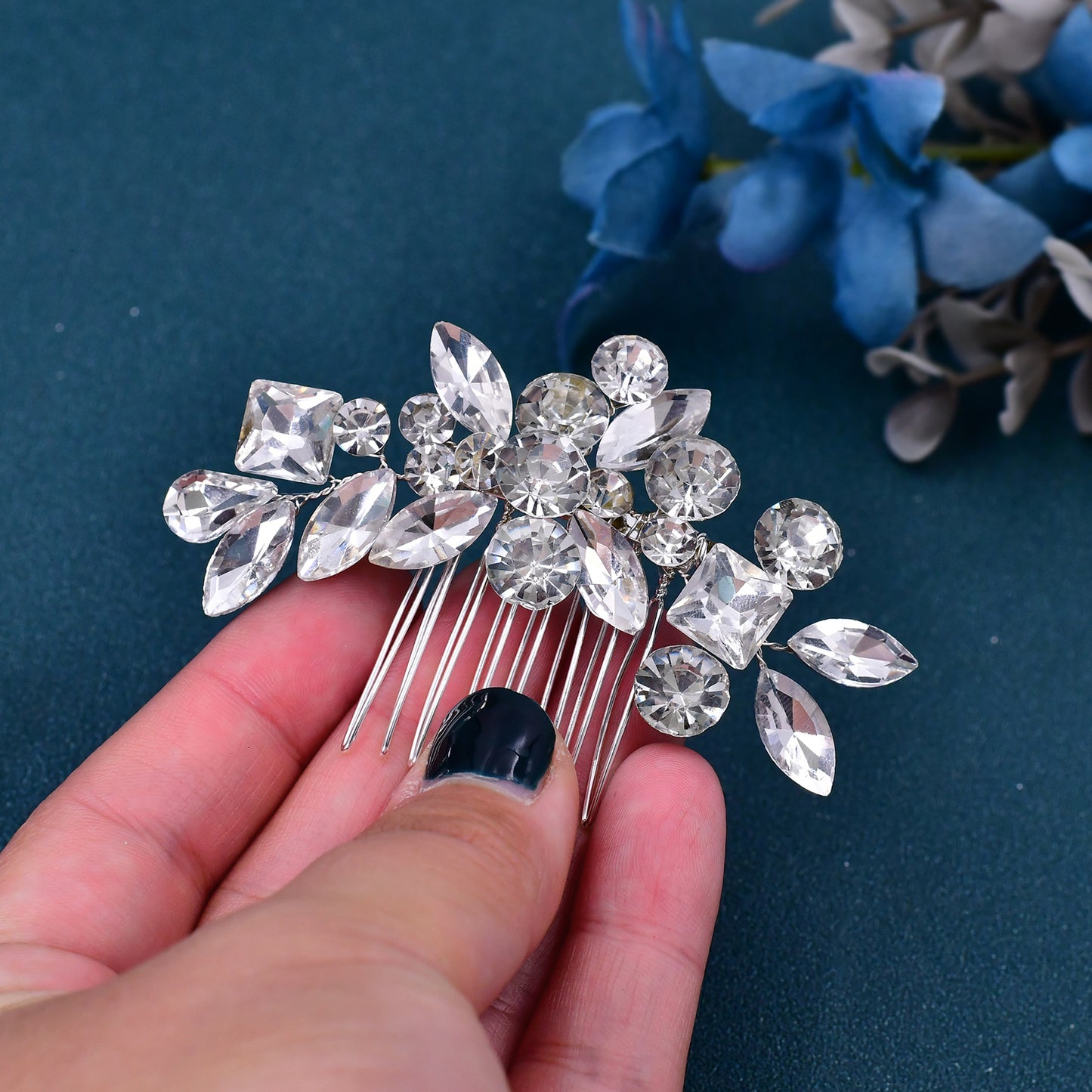 BRIDELLA BHP88 Rhinestone Hair Combs for Brides Women Headpiece Wedding Hair Accessories Bridal Hair Clips Festival Hair Ornament