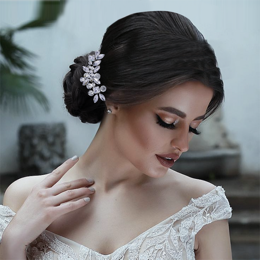 BHP88-S silver rhinestone hair comb