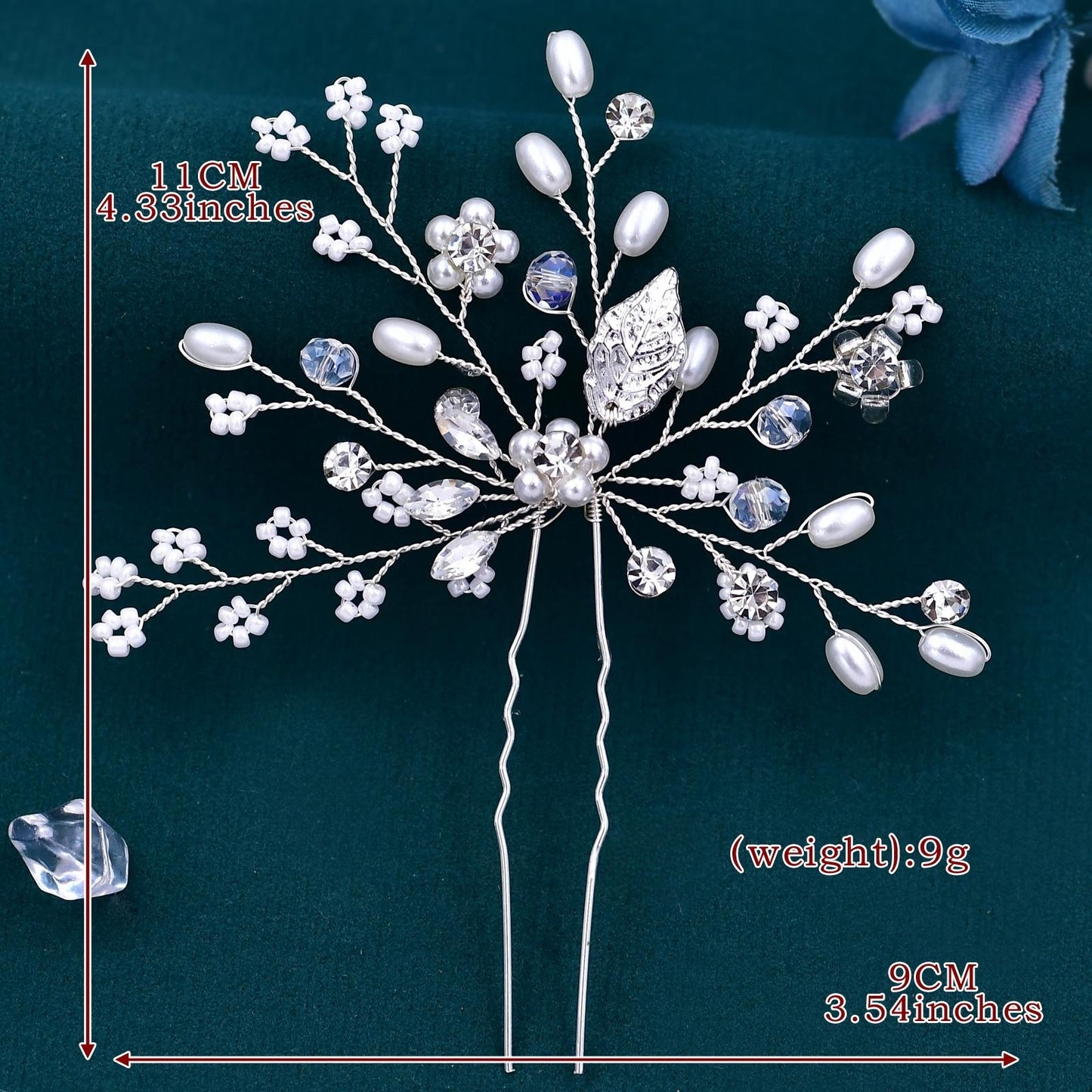 BRIDELLA BHP103 Wedding Hair Accessories Pearl Bride Headband Pearl Wedding Headpieces for Bride Bridal Pins Wedding Clips