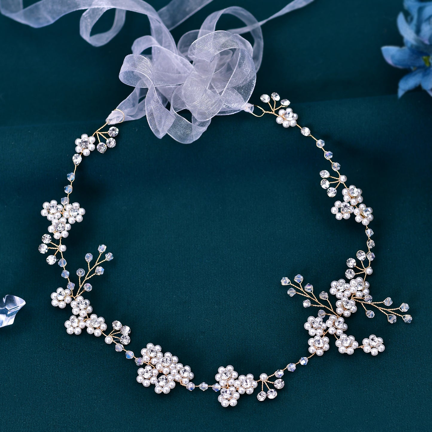 BRIDELLA BHP129  Pearl Headband for Woman Wedding Headpiece Handmade Bridal Hair Piece Wedding Hair Accessories Bride Headdress